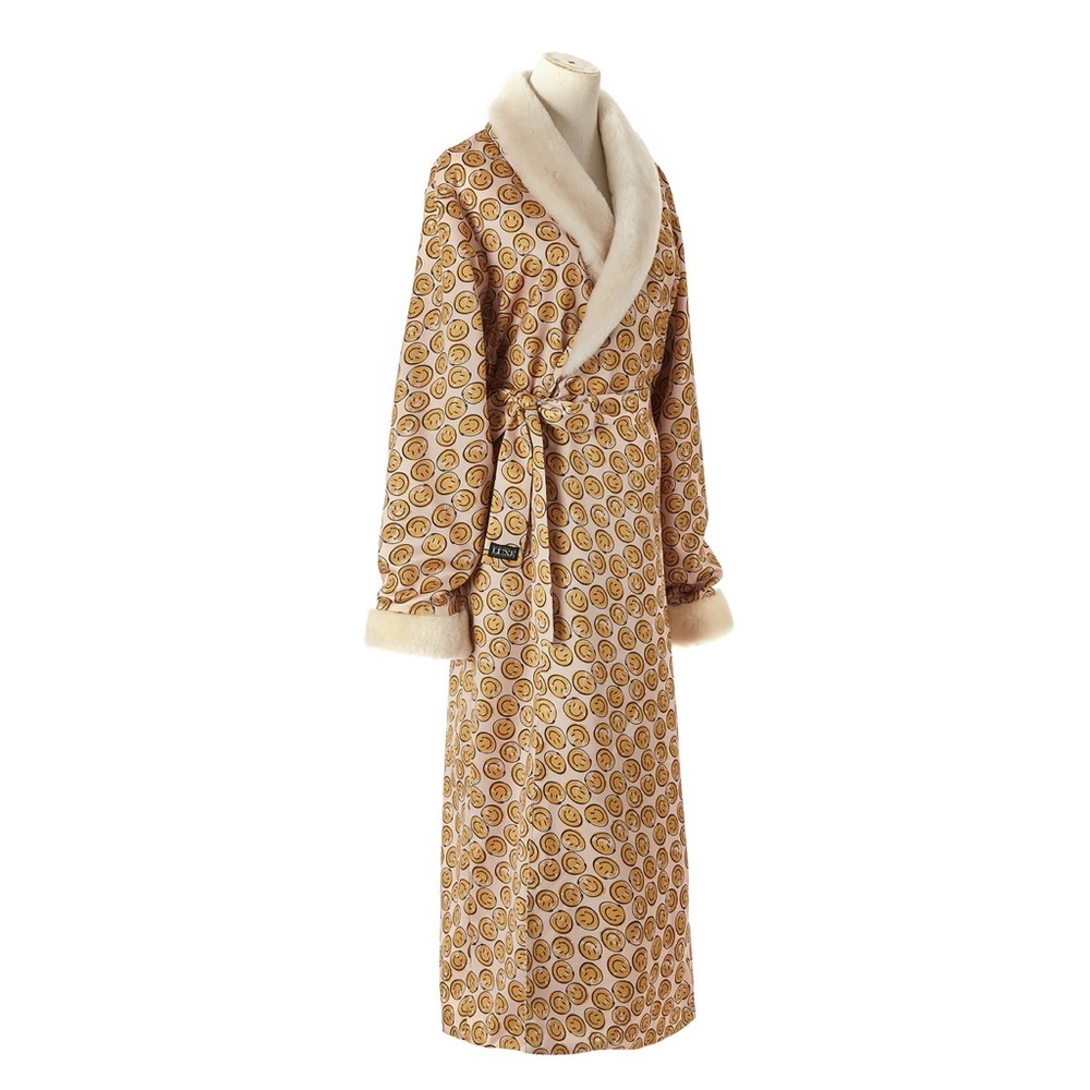 Australia Luxe Collective Empress Long Satin Smiles Smiley Face Robe - Picture 3 of 16